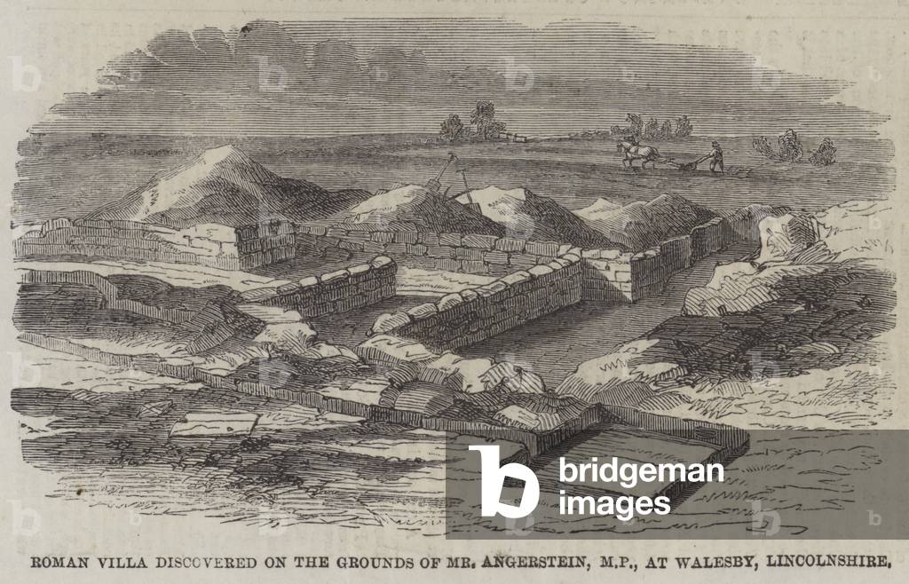 Roman Villa discovered on the Grounds of Mr Angerstein, MP, at Walesby, Lincolnshire (engraving)