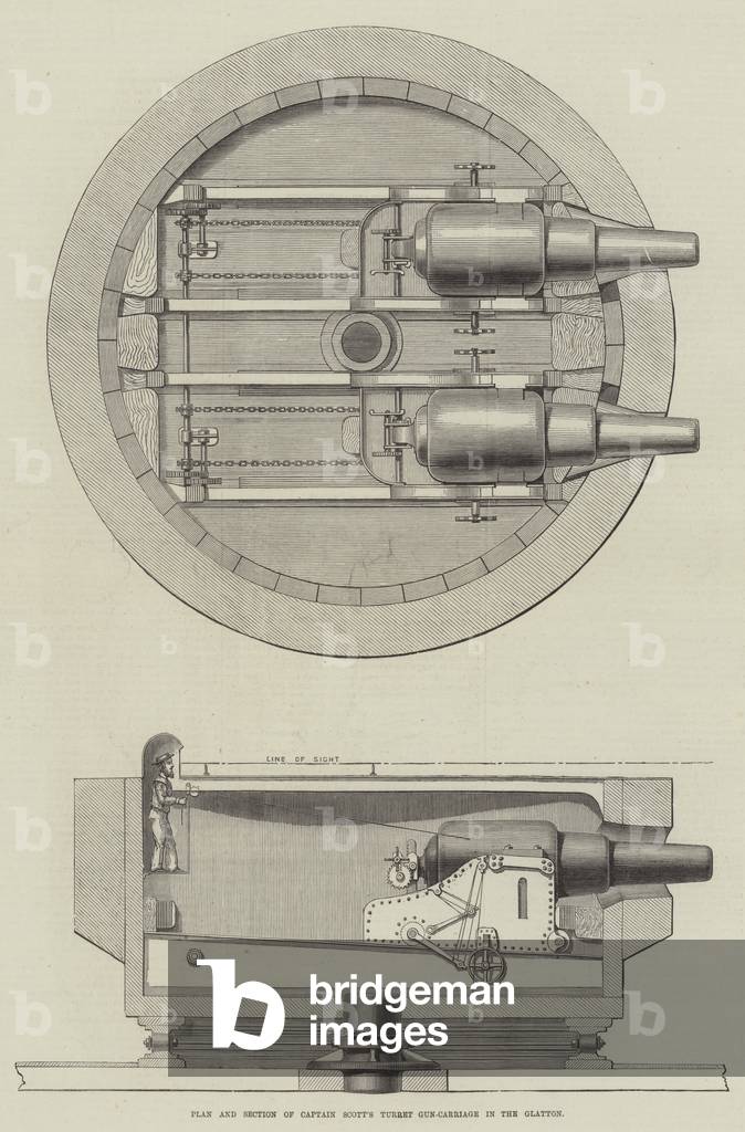 Plan and Section of Captain Scott's Turret Gun-Carriage in the Glatton (engraving)