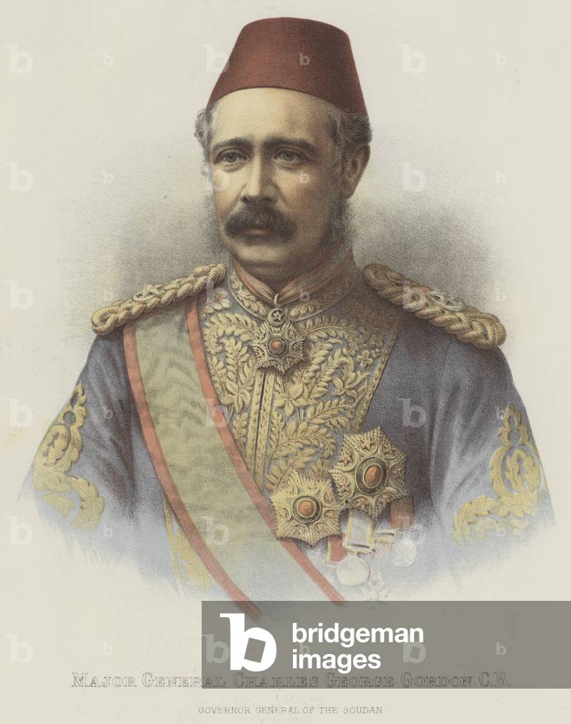 Major General Charles George Gordon, CB, Governor General of the Soudan (colour litho)