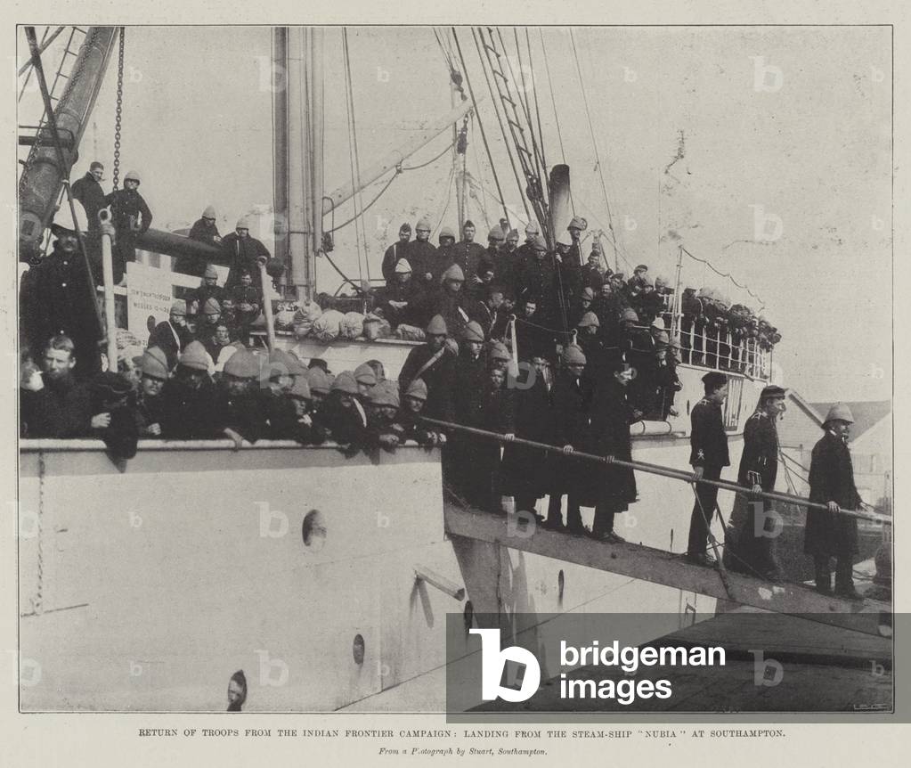 Return of Troops from the Indian Frontier Campaign, landing from the Steam-Ship 