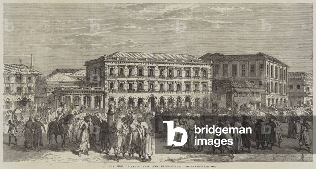 The New Oriental Bank and Share-Market, Bombay (engraving)