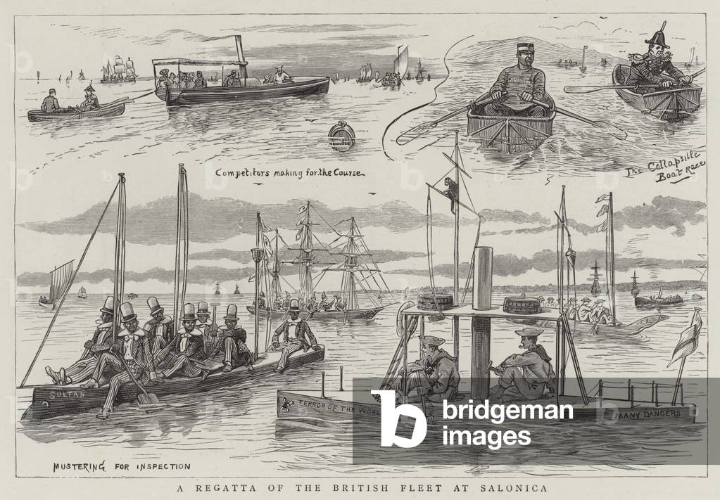 A Regetta of the British Fleet at Salonica (engraving)