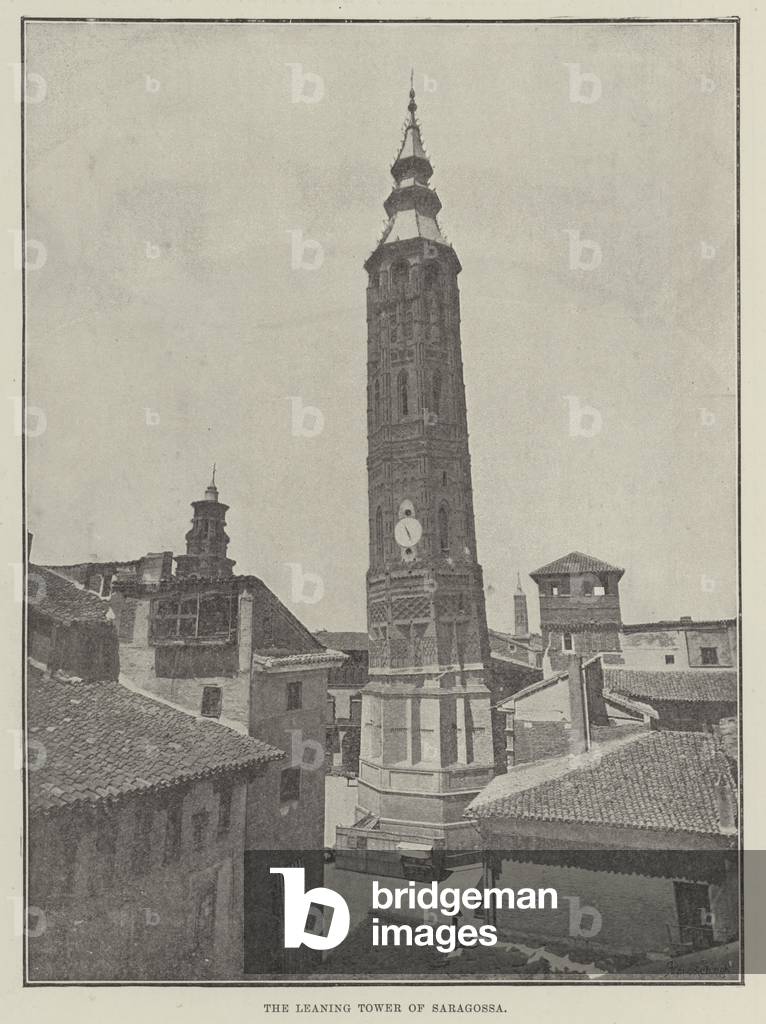 The Leaning Tower of Saragossa (b/w photo)