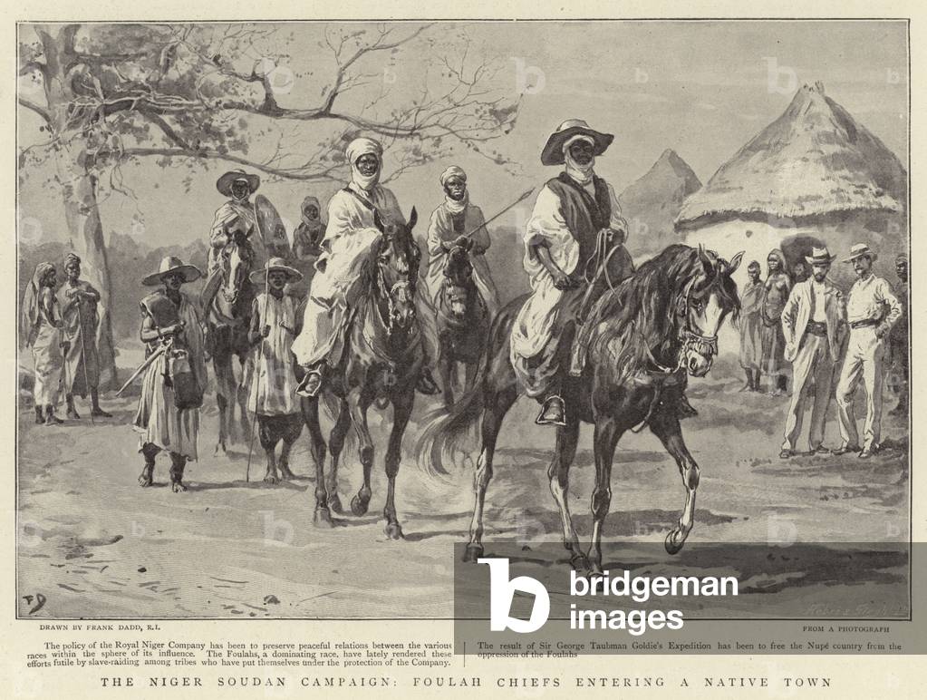 The Niger Soudan Campaign, Foulah Chiefs entering a Native Town (litho)