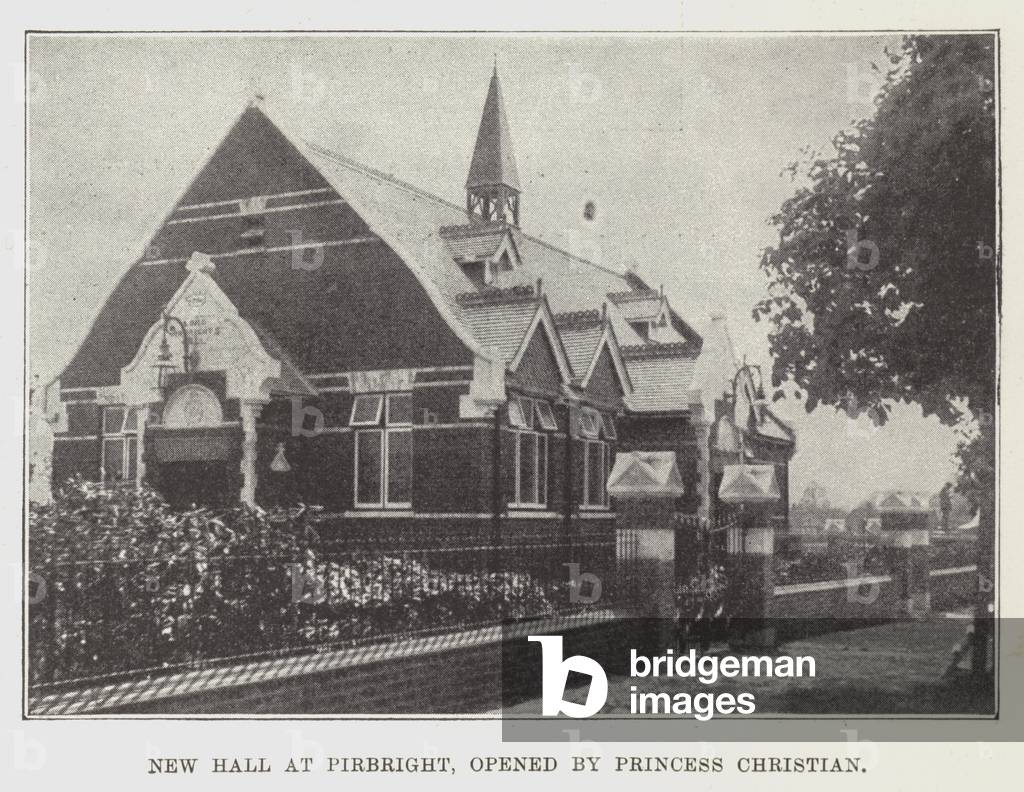 New Hall at Pirbright, opened by Princess Christian (b/w photo)