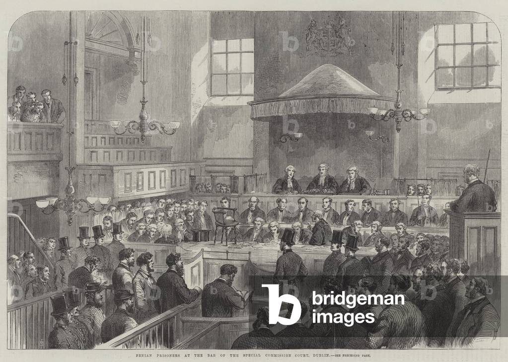 Fenian Prisoners at the Bar of the Special Commission Court, Dublin (engraving)
