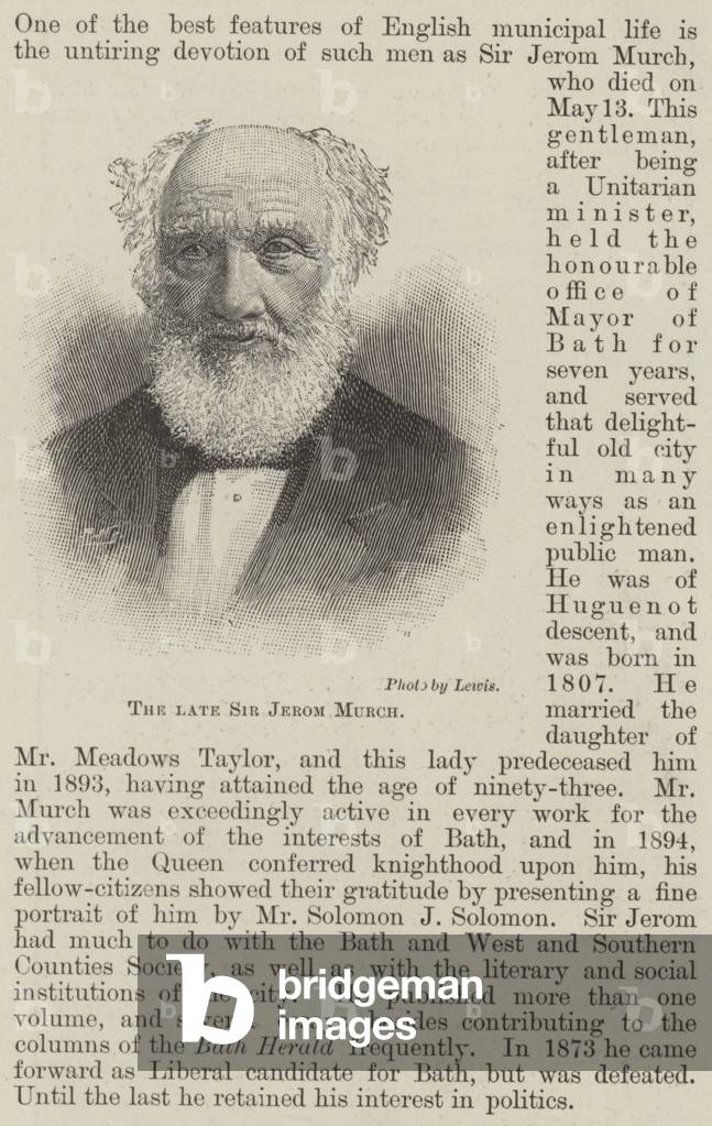 The late Sir Jerom Murch (engraving)