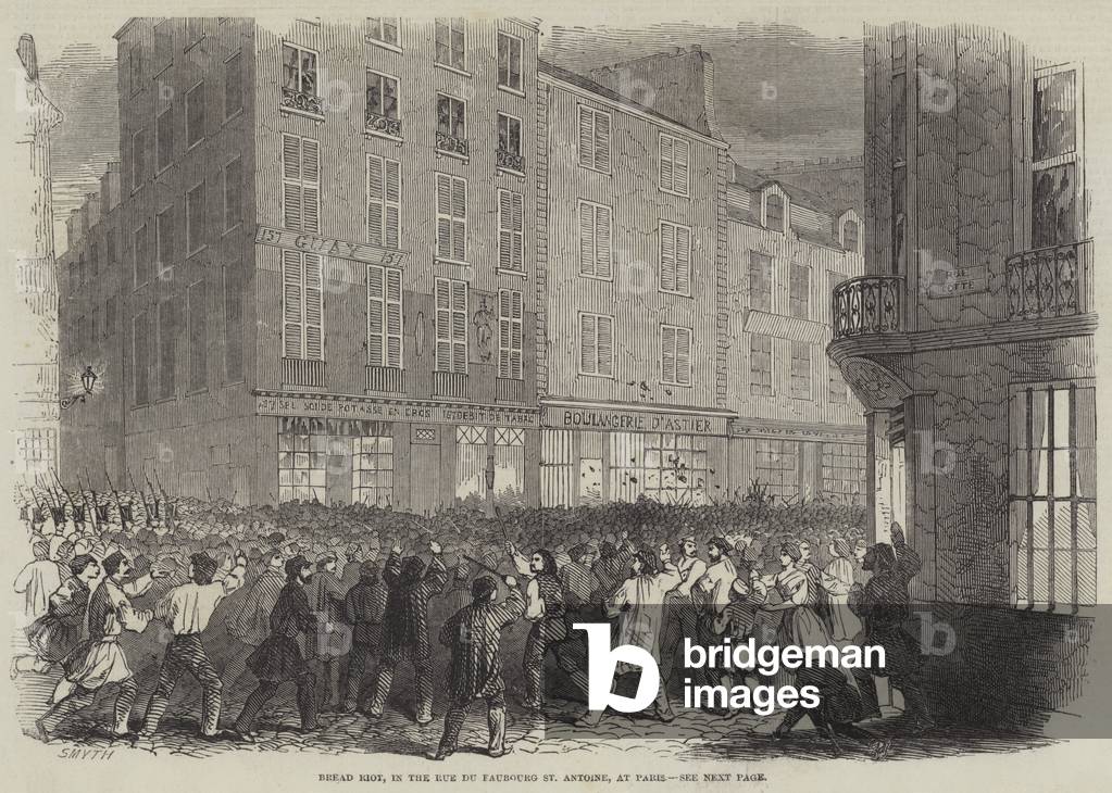 Bread Riot, in the Rue du Faubourg St Antoine, at Paris (engraving)
