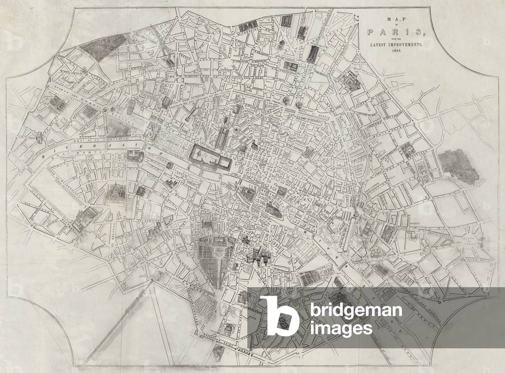 Map of Paris, with the Latest Improvements, 1855 (engraving)