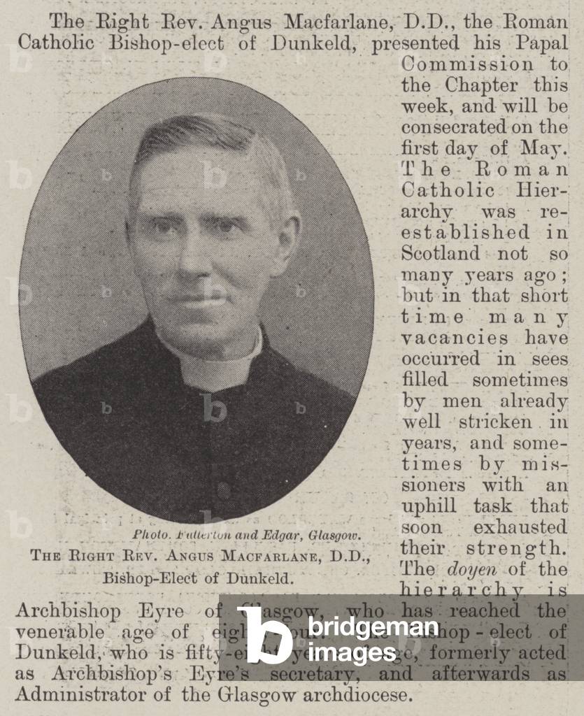 The Right Reverend Angus Macfarlane, DD, Bishop-Elect of Dunkeld (b/w photo)