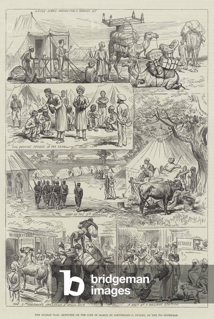 The Afghan War, Sketches on the Line of March (engraving)