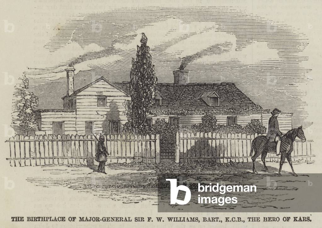 The Birthplace of Major-General Sir F W Williams, Baronet, KCB, the Hero of Kars (engraving)