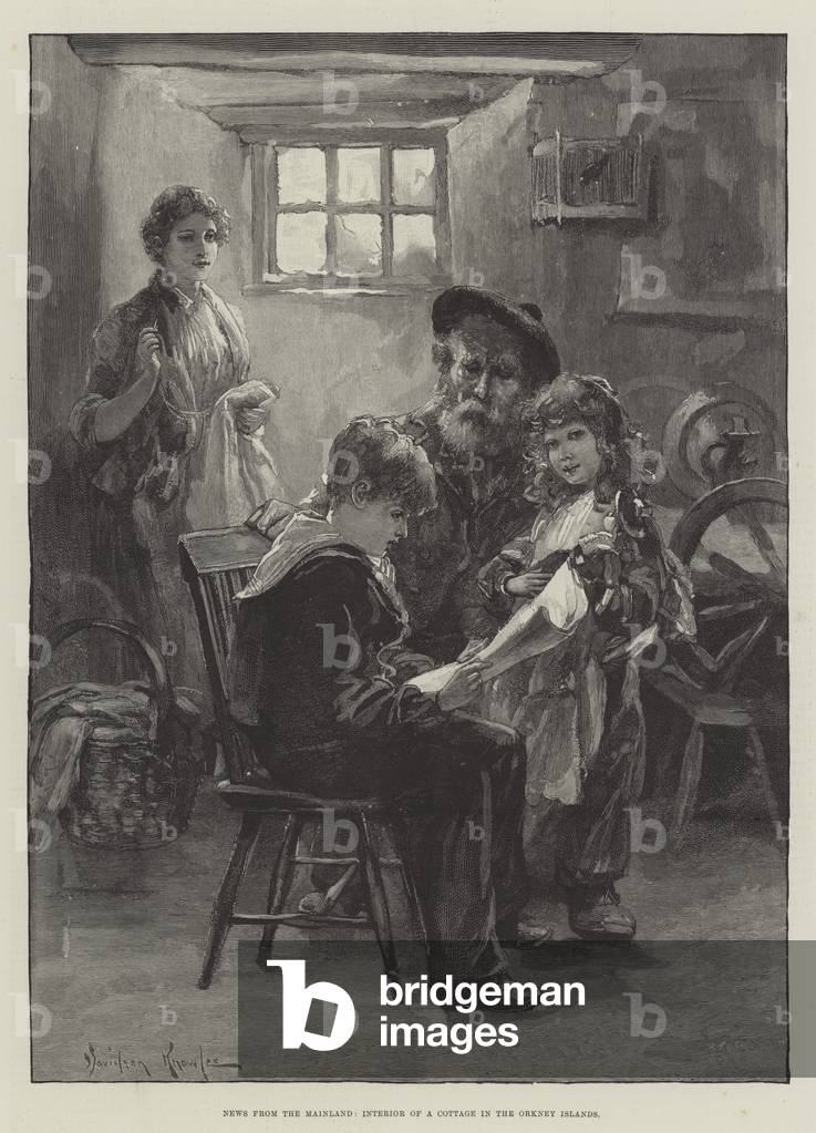News from the Mainland, Interior of a Cottage in the Orkney Islands (engraving)