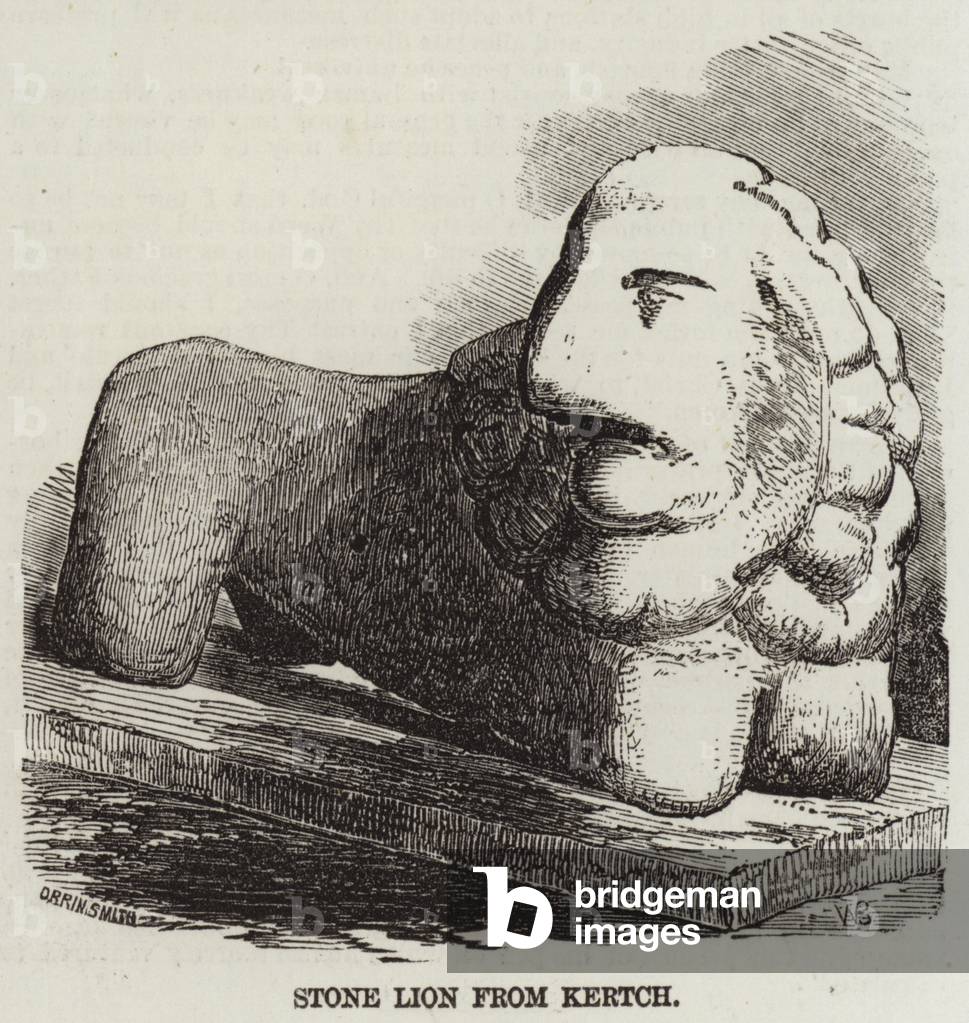 Stone Lion from Kertch (engraving)