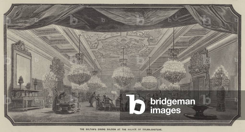 The Sultan's Dining Saloon at the Palace of Dolma-Bagtche (engraving)