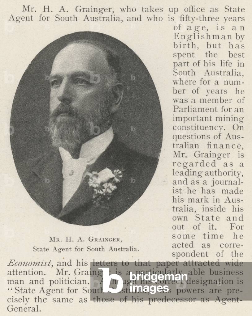 Mr H A Grainger, State Agent for South Australia (b/w photo)