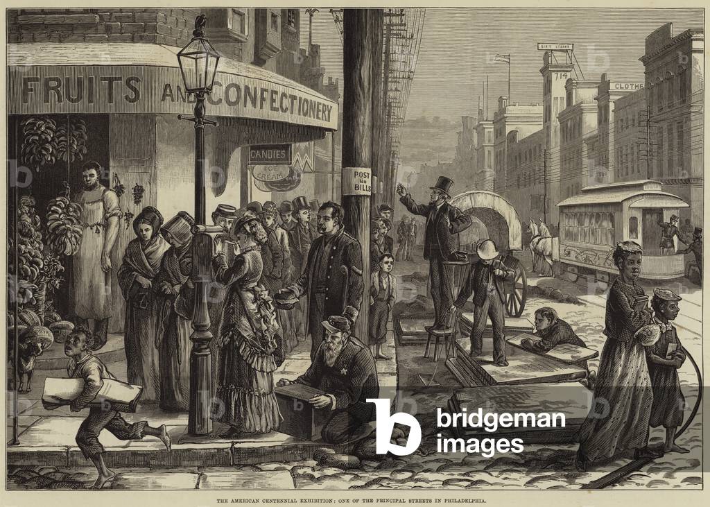 The American Centennial Exhibition, One of the Principal Streets in Philadelphia (engraving)
