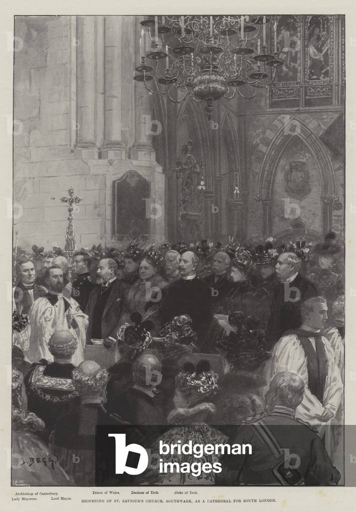 Reopening of St Saviour's Church, Southwark, as a Cathedral for South London (engraving)