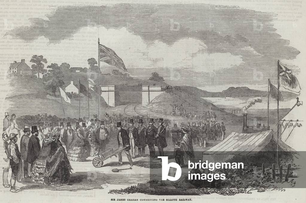 Sir James Graham commencing the Silloth Railway (engraving)