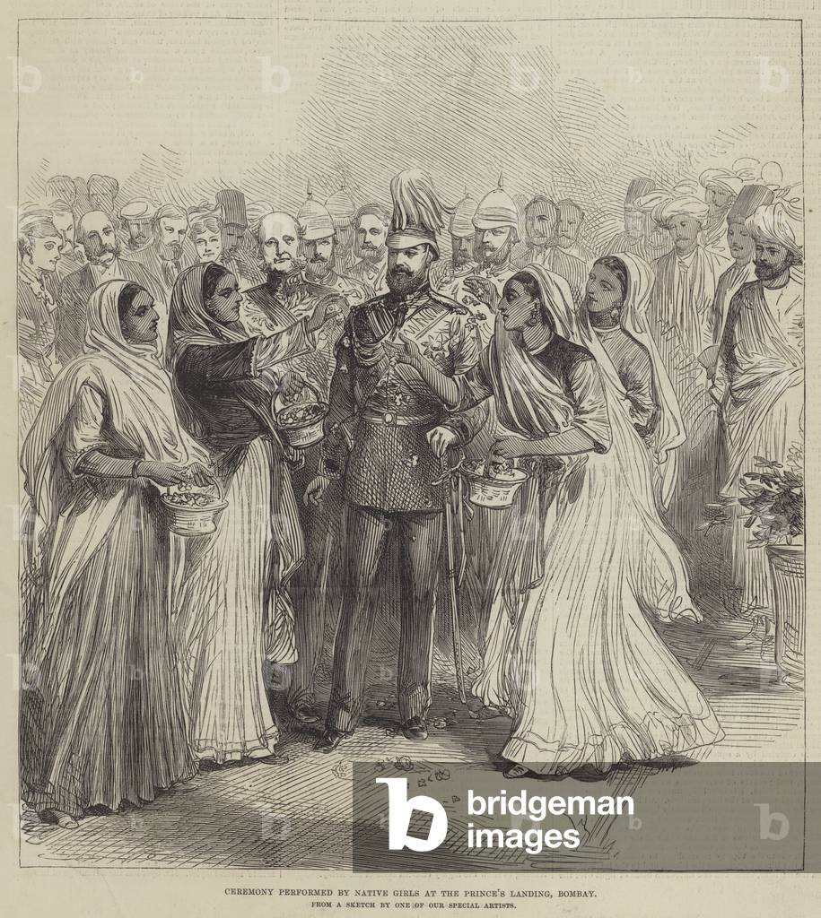 Ceremony performed by Native Girls at the Prince's Landing, Bombay (engraving)