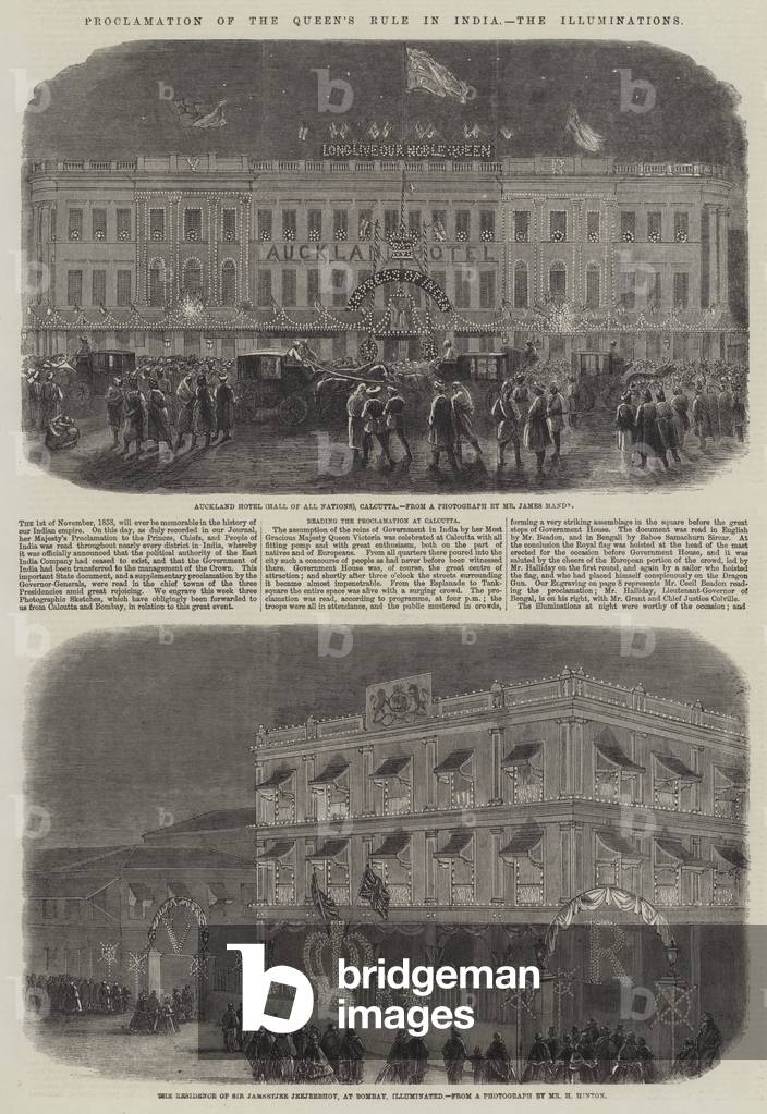 Proclamation of the Queen's Rule in India, the Illuminations (engraving)