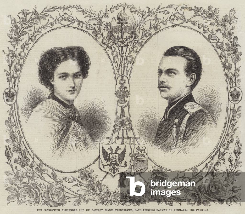 The Czarewitch Alexander and his Consort, Maria Feodorowna, Late Princess Dagmar of Denmark (engraving)