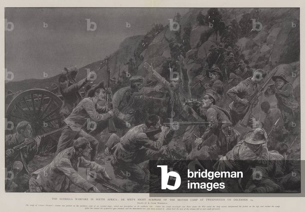 The Guerilla Warfare in South Africa, De Wet's Night Surprise of the British Camp at Tweefontein on 24 December (litho)