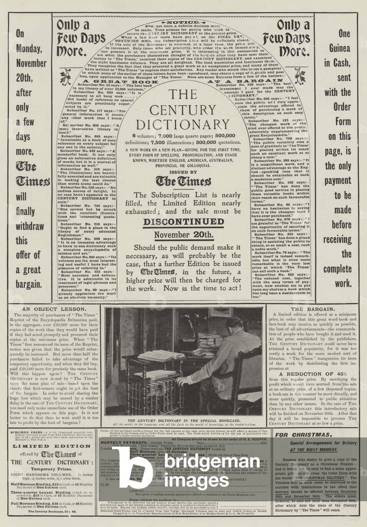 Advertisement, the Century Dictionary (engraving)