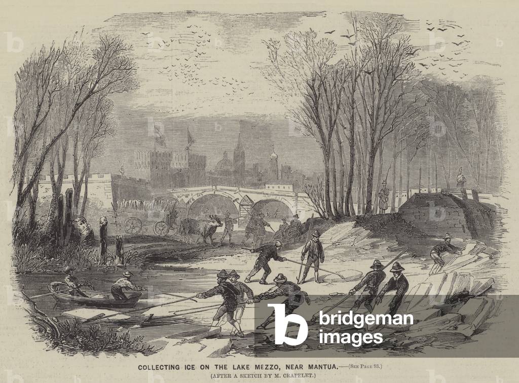 Collecting Ice on the Lake Mezzo, near Mantua (engraving)