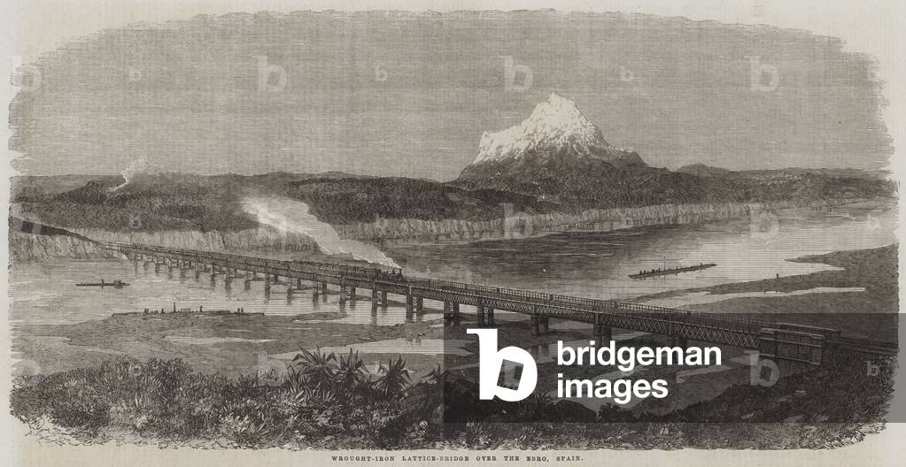 Wrought-Iron Lattice-Bridge over the Ebro, Spain (engraving)