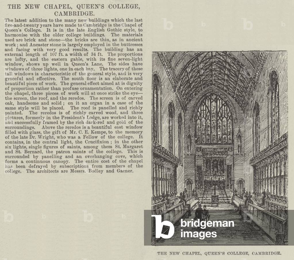 The New Chapel, Queen's College, Cambridge (engraving)