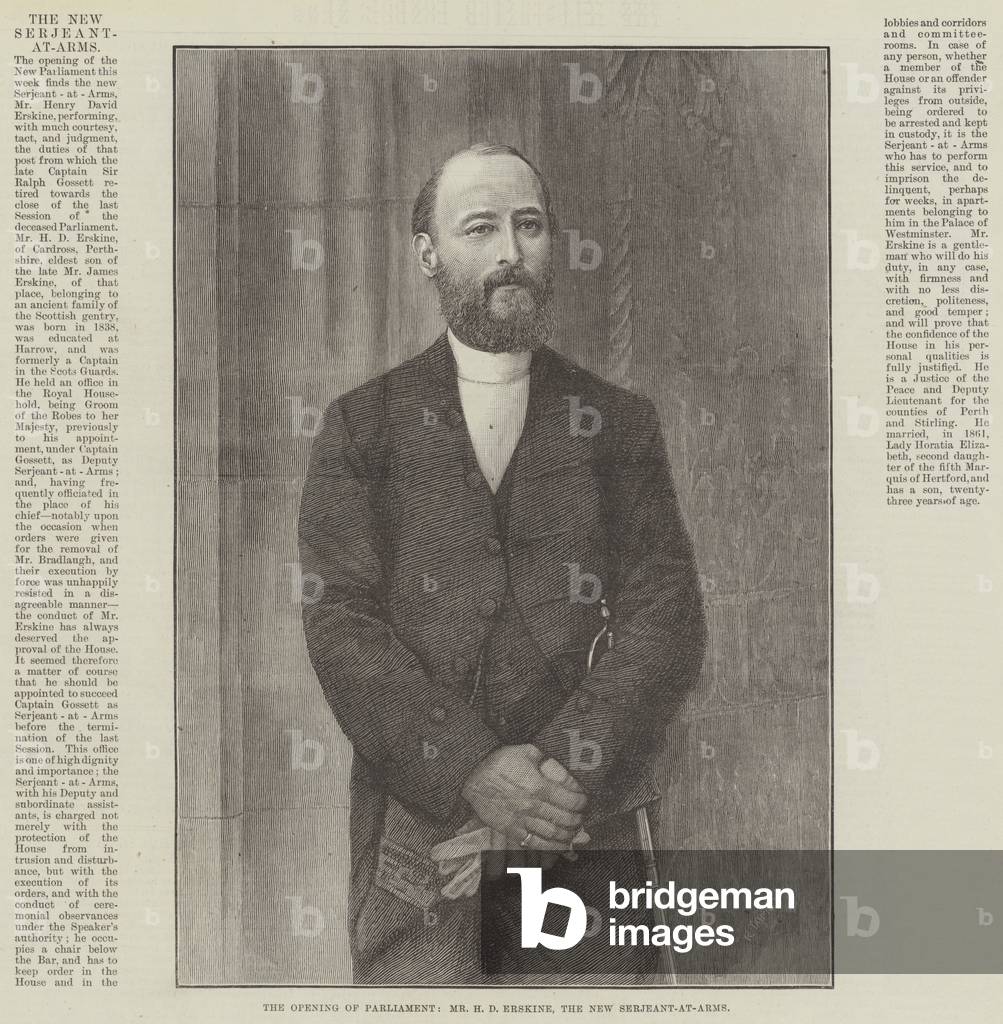 The Opening of Parliament, Mr H D Erskine, the New Serjeant-at-Arms (engraving)