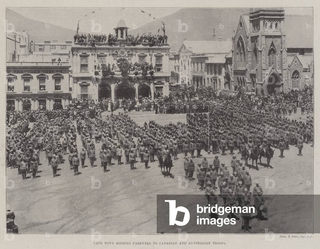 Cape Town bidding Farewell to Canadian and Australian Troops (b/w photo)