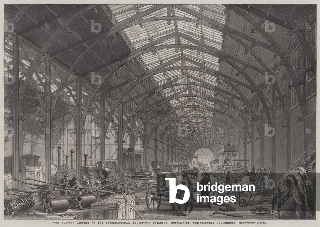 The Eastern Annexe of the International Exhibition Building containing Agricultural Implements (engraving)