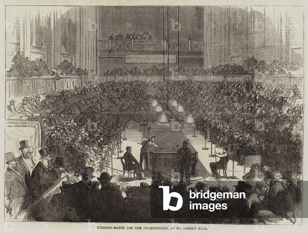 Billiard-Match for the Championship, at St James's Hall (engraving)