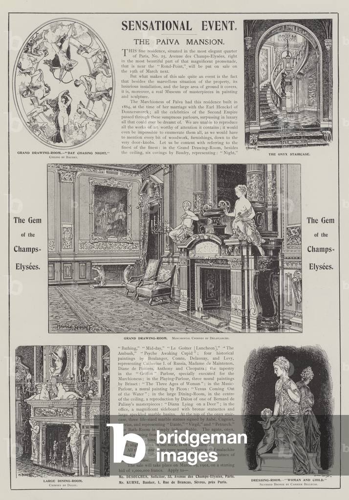 Advertisement, the Paiva Mansion (engraving)