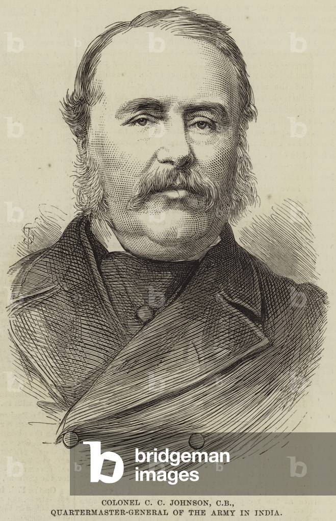 Colonel C C Johnson, CB, Quartermaster-General of the Army in India (engraving)