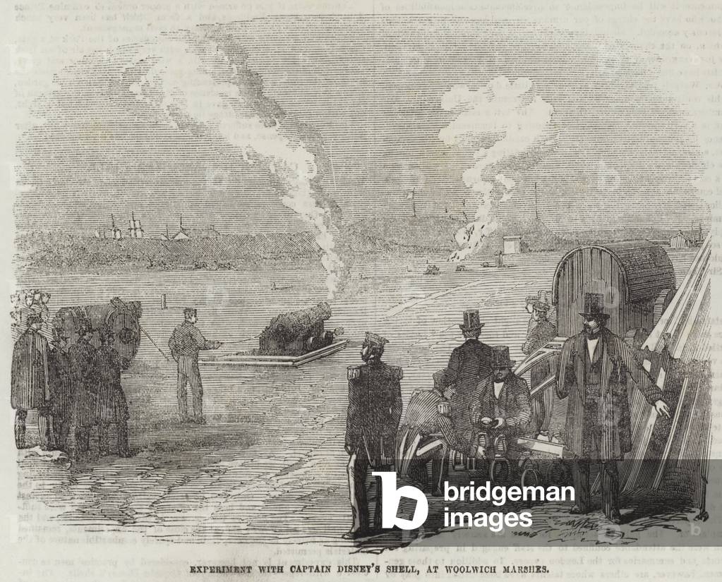 Experiment with Captain Disney's Shell, at Woolwich Marshes (engraving)