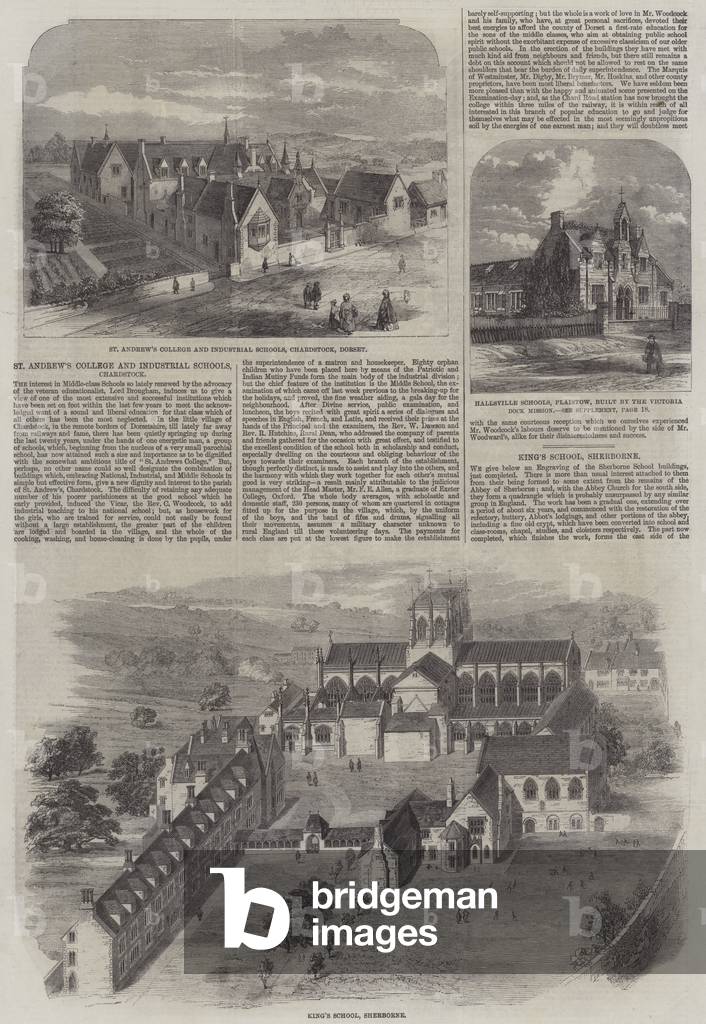 King's School in Sherbourne (engraving)