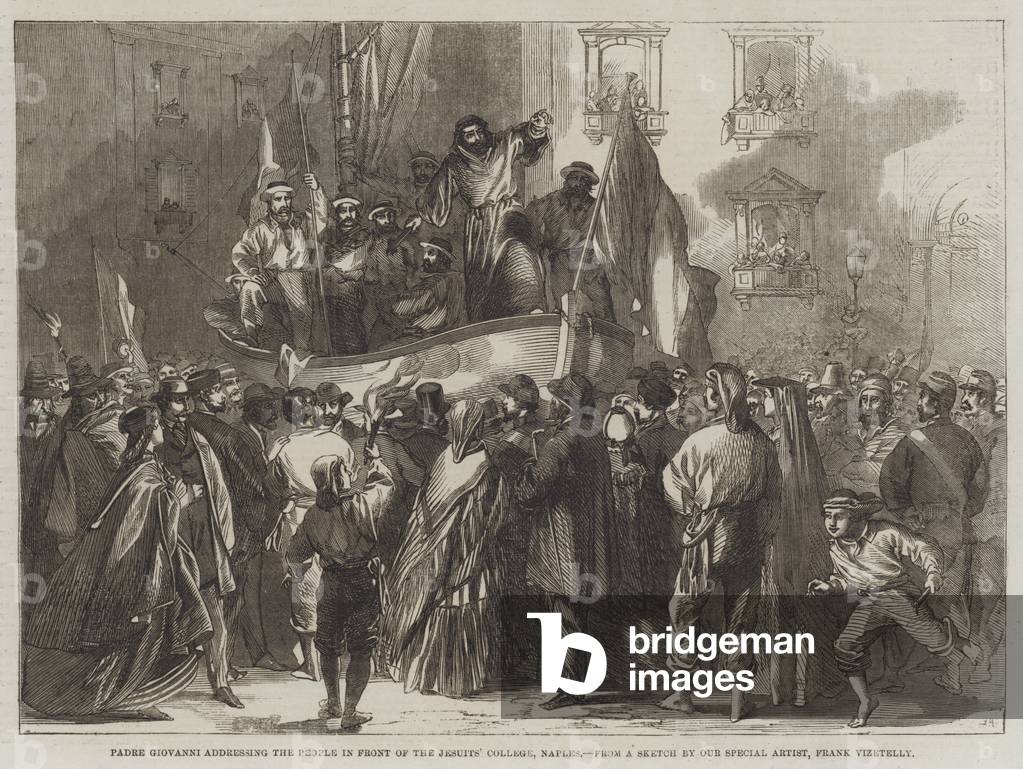 Padre Giovanni addressing the People in Front of the Jesuits' College, Naples (engraving)