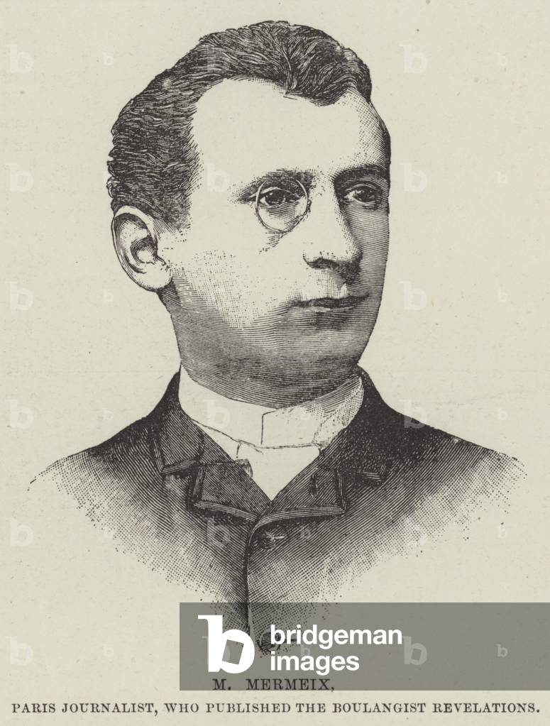 M Mermeix, Paris Journalist, who published the Boulangist Revelations (engraving)