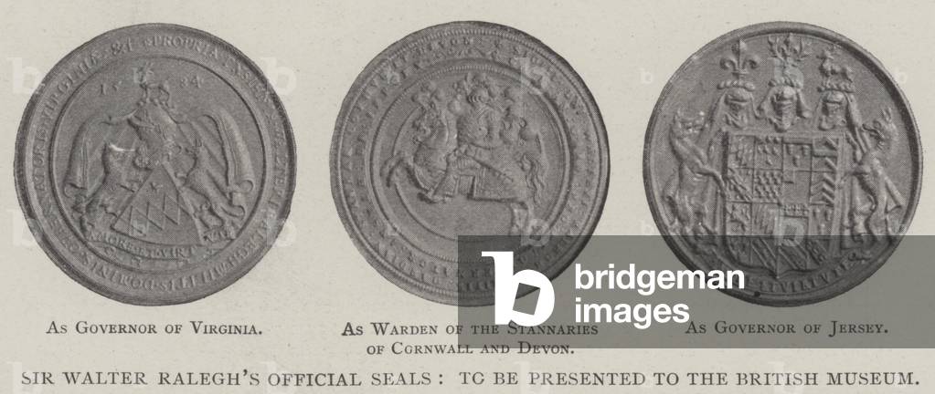 Sir Walter Ralegh's Official Seals, to be presented to the British Museum (b/w photo)