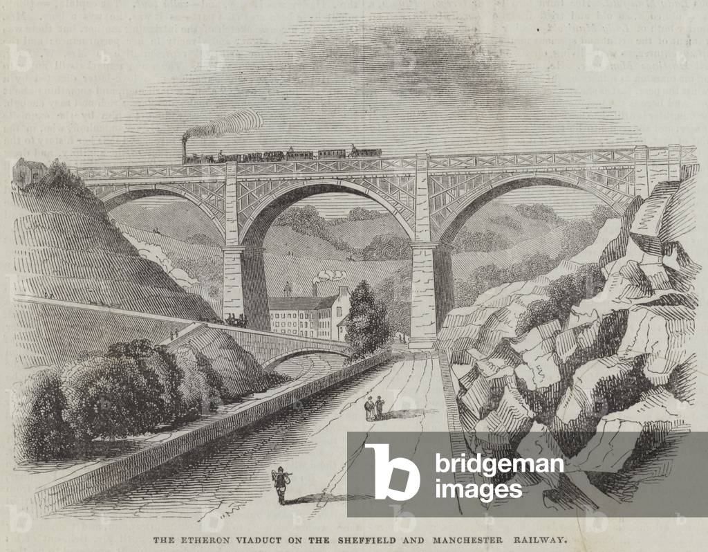 The Etheron Viaduct on the Sheffield and Manchester Railway (engraving)