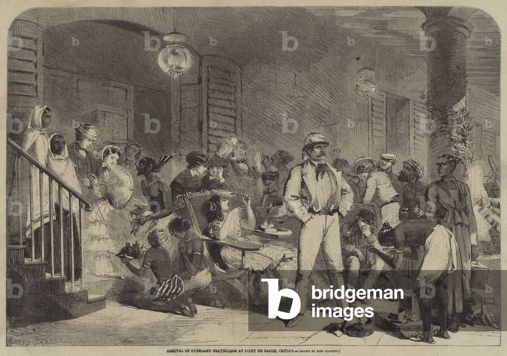 Arrival of Overland Travellers at Point de Galle, Ceylon (engraving)