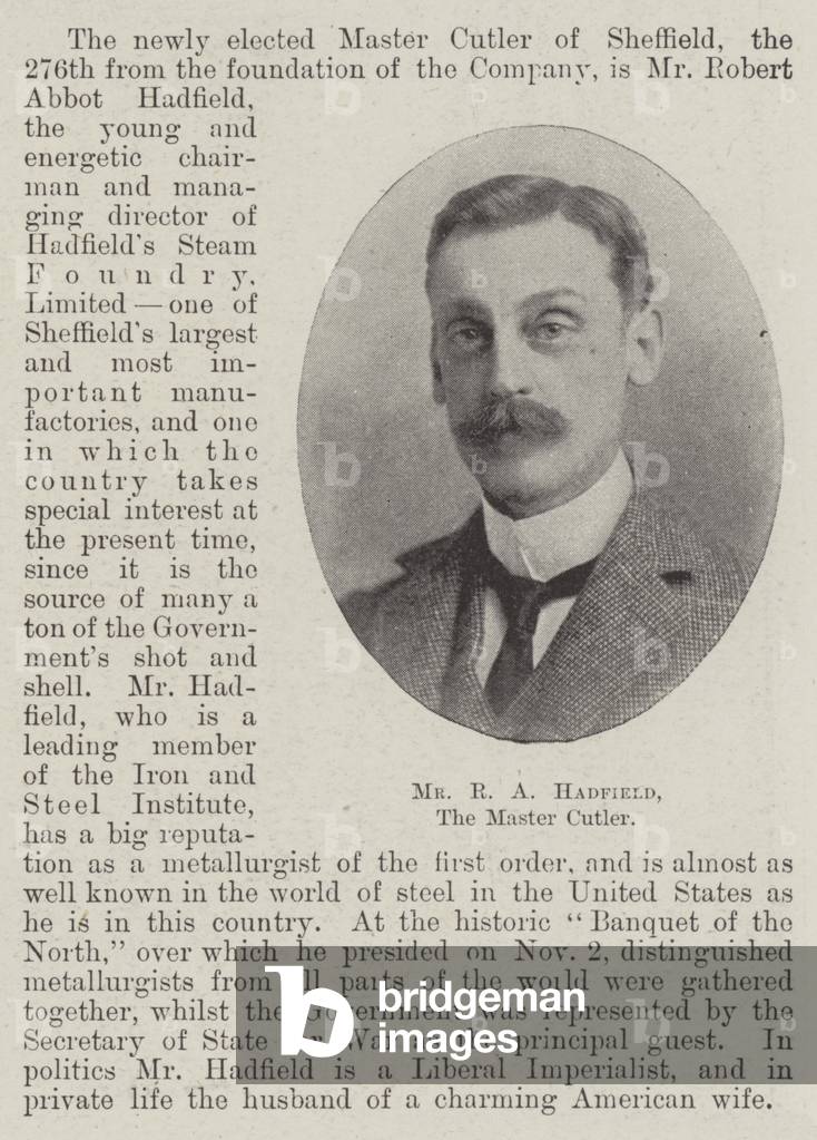 Mr R A Hadfield, the Master Cutler (b/w photo)