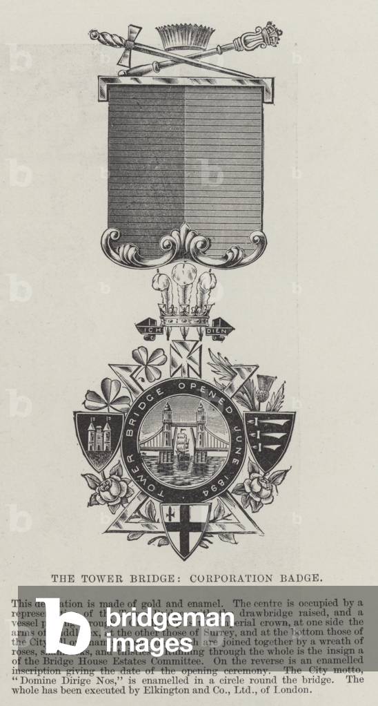 The Tower Bridge, Corporation Badge (engraving)