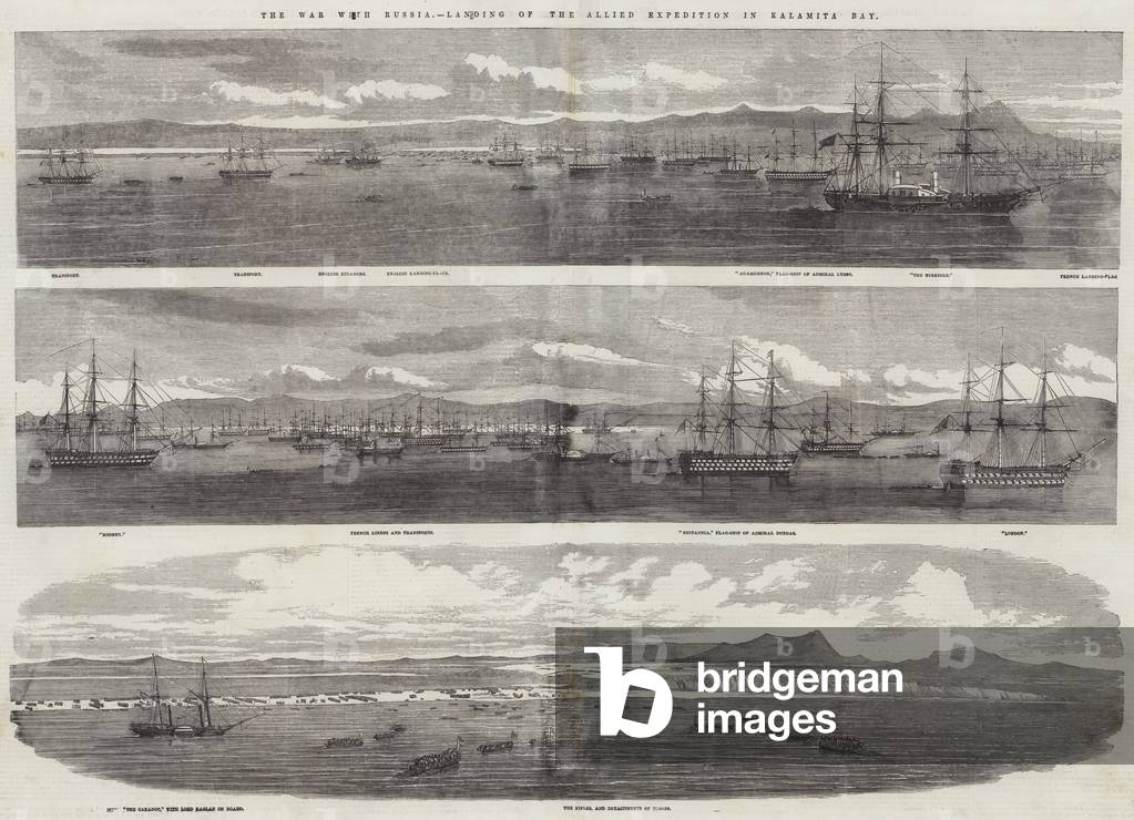 The War with Russia, Landing of the Allied Expedition in Kalamita Bay (engraving)