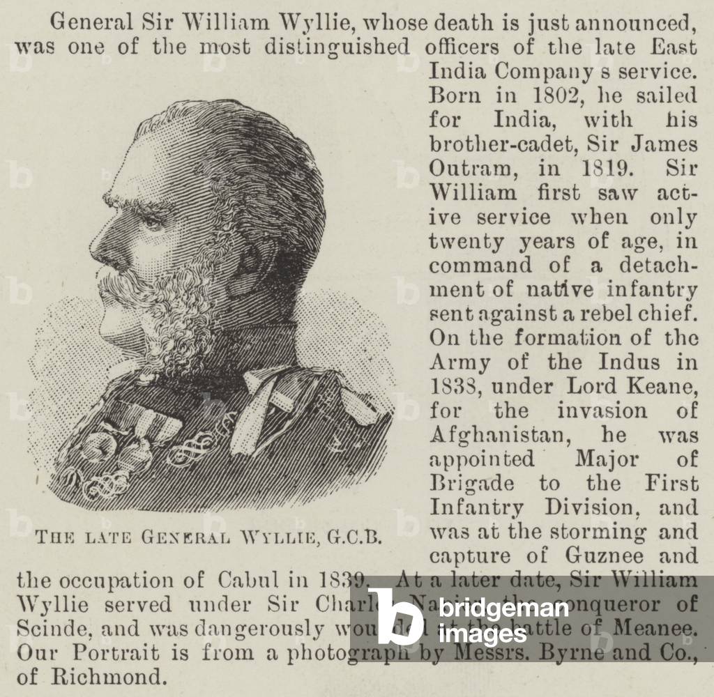 The late General Wyllie, GCB (engraving)