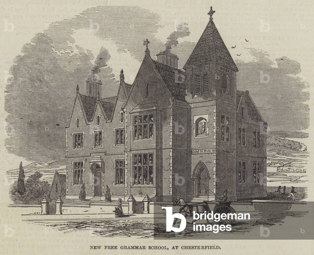 New Free Grammar School, at Chesterfield (engraving)