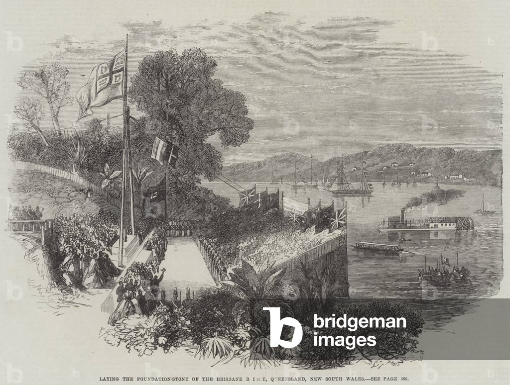Laying the Foundation-Stone of the Brisbane Bridge, at Queensland, New South Wales (engraving)
